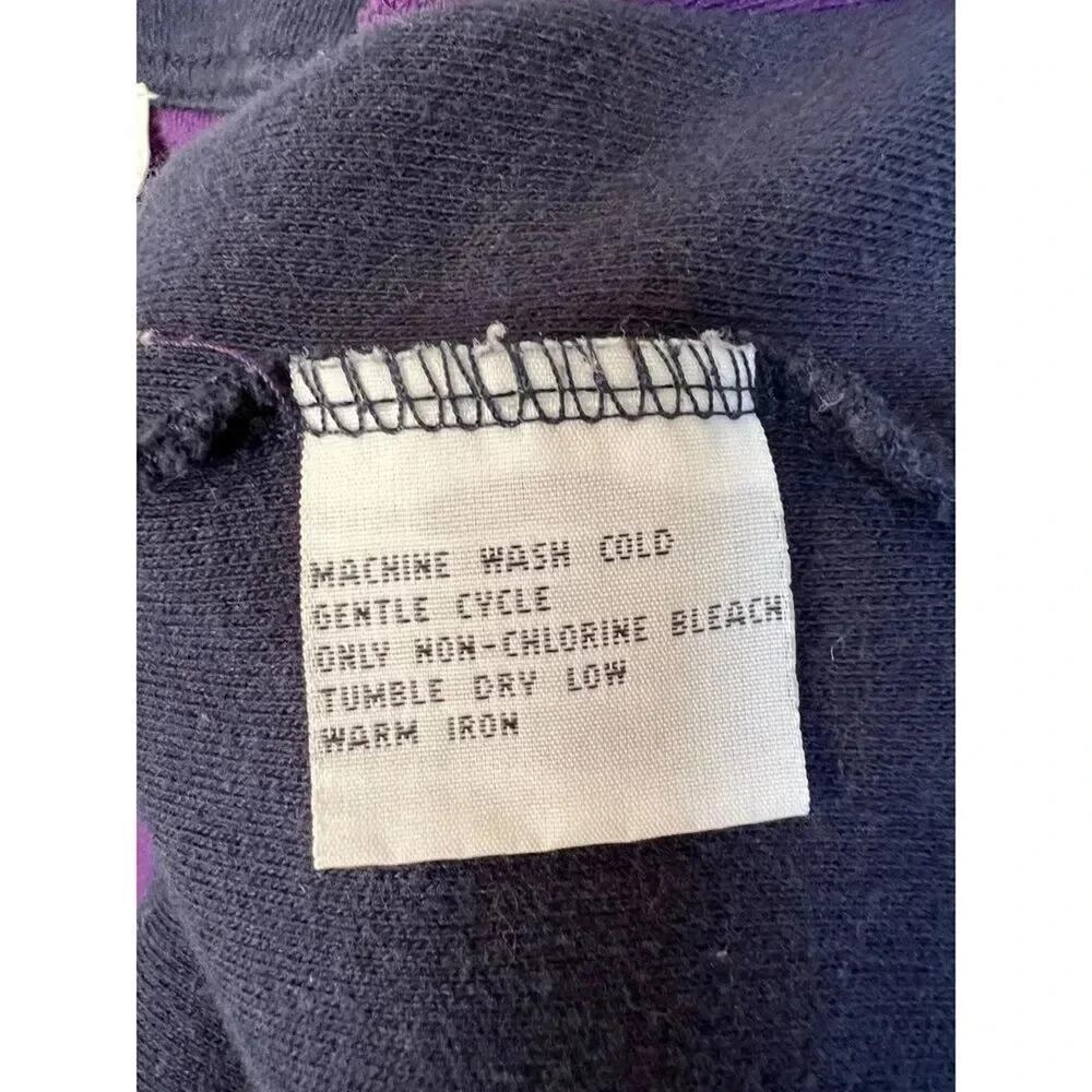 Talbots Navy Blue Full Zip Cotton Sweatshirt Jacket Forest Green Cuffs Medium - Picture 8 of 8
